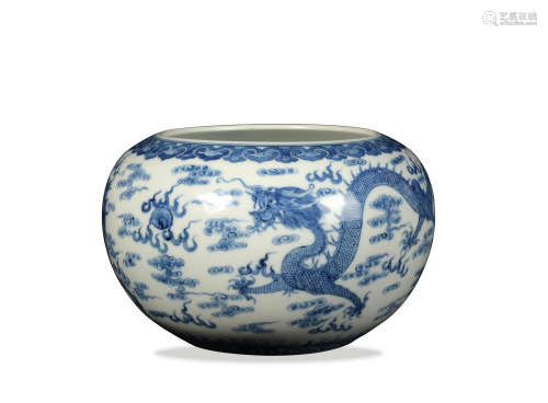Chinese Blue and White Dragon Washer, Republic