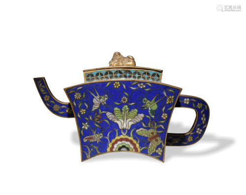 Chinese Blue Cloisonne Teapot, Qianlong