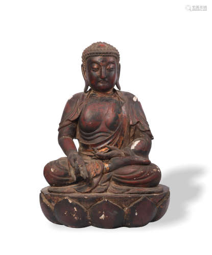 Chinese Gilt Wood Buddha, Ming Dynasty