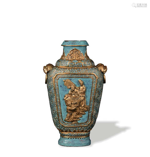 Chinese Bronze Glazed Porcelain Vase, Republic