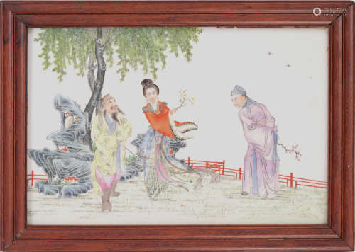 Chinese Famille Rose Horizontal Plaque, Republic