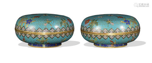 Pair of Chinese Cloisonne Boxes, 19th Century