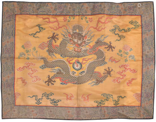 Chinese Yellow Ground Dragon Textile, 18th Century