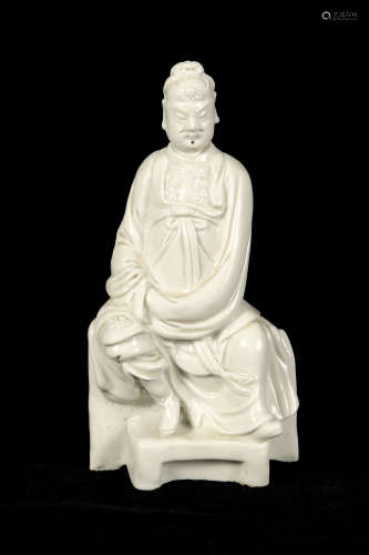 Chinese Dehua Guangong Statue, 17th Century or Earlier