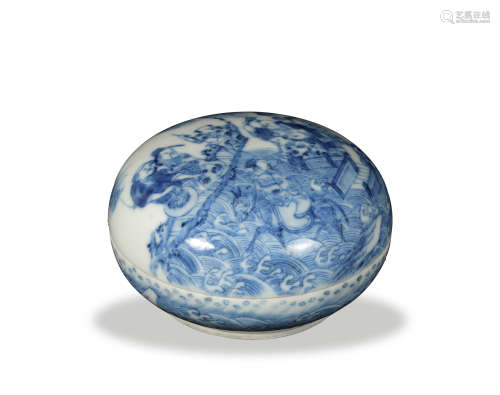 Chinese Blue and White Ink Box, 19th Century