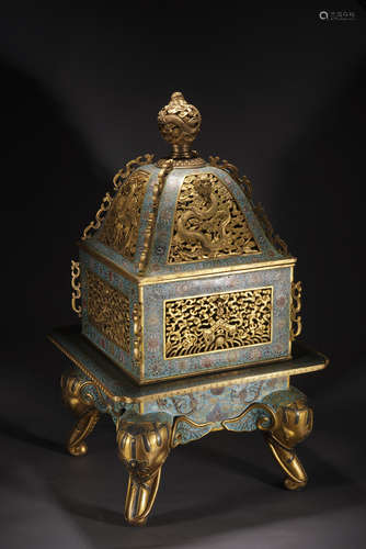 A ENAMEL 'DRAGON' CENSER, QING DYNASTY