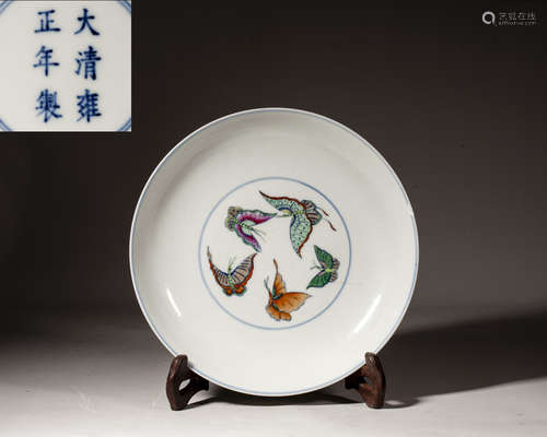 A CHINESE DOUCAI  'BUTTERFLY' DISH, MARK AND PERIOD OF YONGZ...