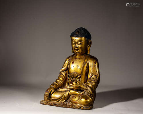 A GILT-BRONZE FIGURE OF BUDDHA,QING DYNASTY