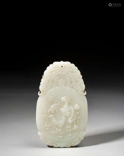 A CARVED CHINESE WHITE JADE PLAQUE