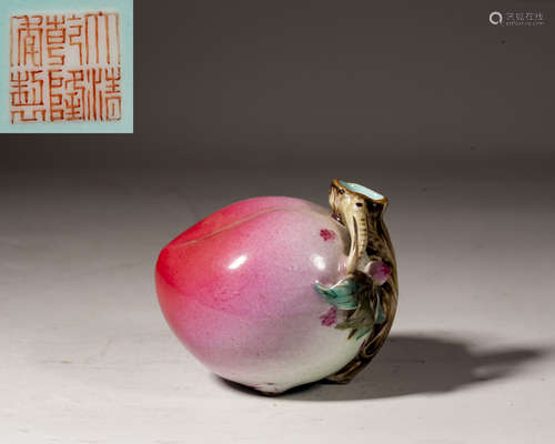 A CHINESE FAMILLE-ROSE PEACH, MARK AND PERIOD OF QIANLONG