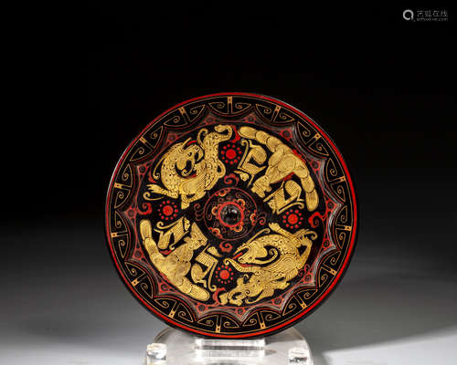 A CHINESE LACQUER MIRROR