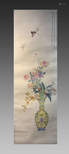 A CHINESE PAPER PAINTING, BUTTERFLY, LIN HUIYIN & XU ZHIMO