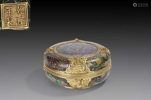 A CLOISONNE ENAMEL 'FLORAL' BOX AND COVER, QING DYNASTY