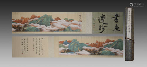 A CHINESE PAPER HAND SCROLL, LANDSCAPE, ZHANG DAQIAN