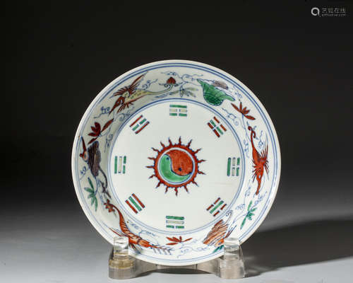 A CHINESE DOUCAI DISH, MARK AND PERIOD OF YONGZHENG