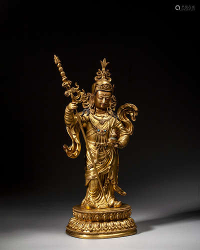 A GILT-BRONZE FIGURE OF PADMASAMBHAVA