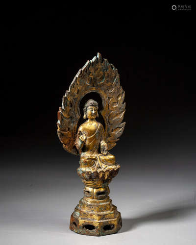 A GILT-BRONZE FIGURE OF BUDDHA