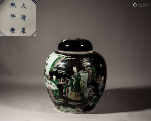 A CHINESE WUCAI JAR AND COVER, MARK AND PERIOD OF KANGXI