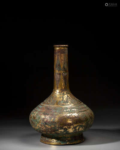 A CHINESE GILT-BRONZE VASE