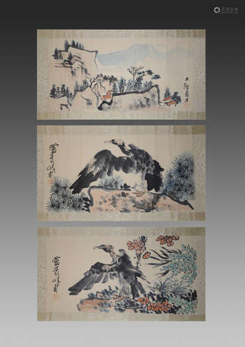 A CHINESE PAPER HAND SCROLL, FLOWER AND BIRD, PAN TIANSHOU