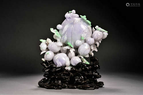 A JADEITE PEACH DECORATION, QING DYNASTY