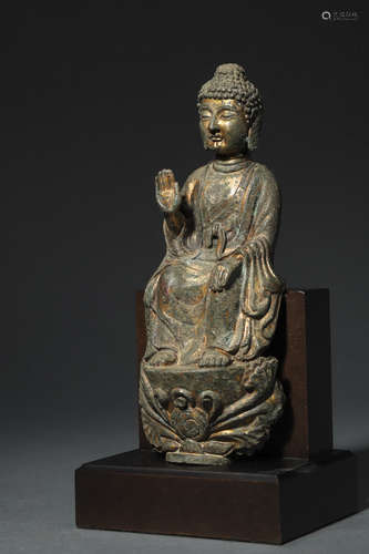 A GILT-BRONZE FIGURE OF BUDDHA,NORTHERN WEI DYNASTY