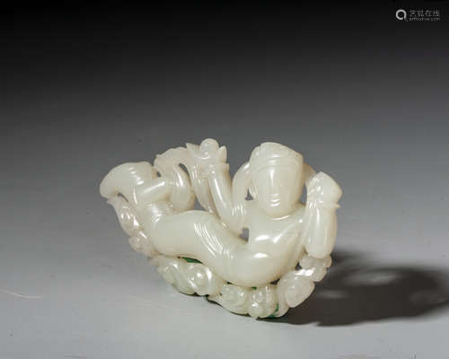 A CHINESE WHITE JADE APSARA,YUAN DYNASTY