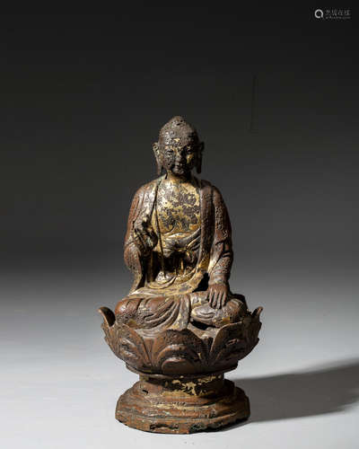 A CHINESE BRONZE FIGURE OF BUDDHA, LIAO DYNASTY