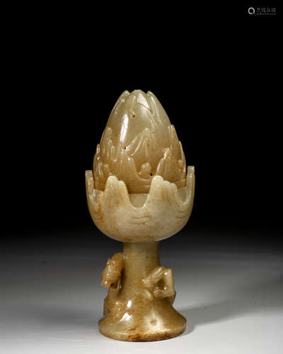 A CARVED YELLOW JADE CENSER