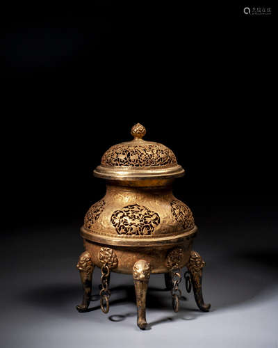 A GILT-BRONZE CENSER