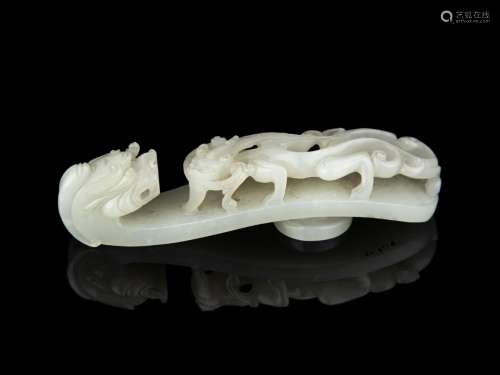 A Chinese White Jade 'Chilong' Belt Hook Length 4 ...