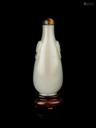 A Chinese White Jade Snuff Bottle Height of bottle 3 1/8 in....