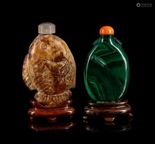 Two Chinese Snuff Bottles Height of taller bottle 2 3/8 in.,...