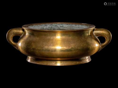 A Chinese Bronze Incense Burner Length 13 1/4 in., 33.6 cm.