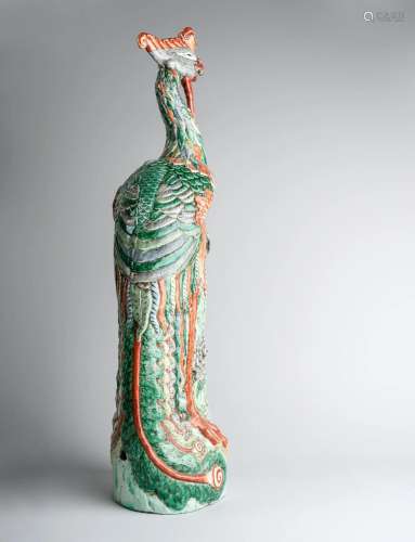 A Large Chinese Famille Verte Porcelain Figure of a Phoenix ...