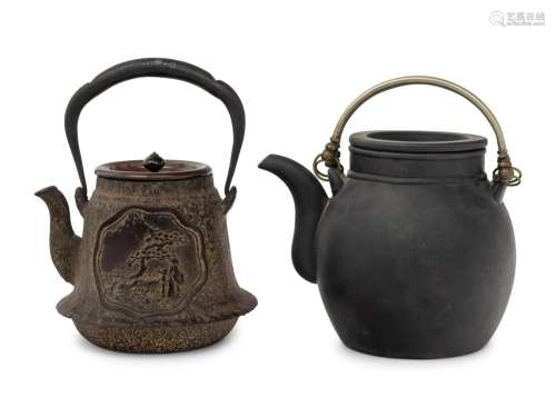 Two Chinese and Japanese Teapots Height: 6 1/4 in., 16 cm.