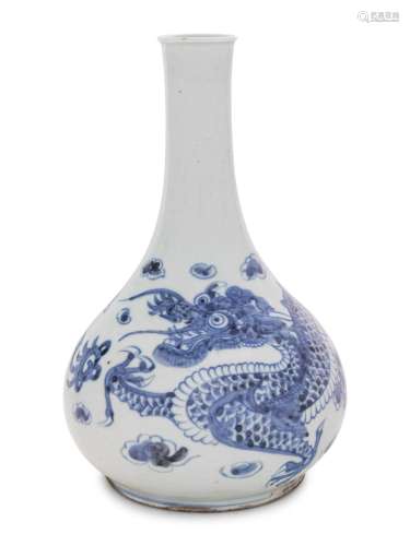 A Korean Blue and White Porcelain Vase Height 10 1/4 in., 26...
