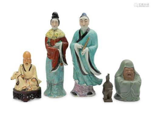 Five Chinese Porcelain Figures Height of largest 17 in., 43 ...