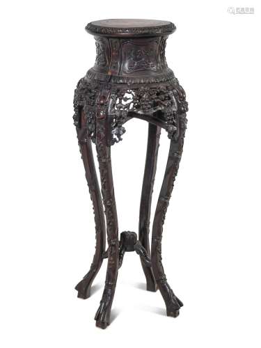 A Chinese Export Carved Hardwood Stand, Huaji Height 41 1/2 ...