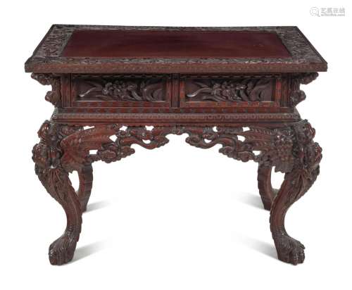 A Japanese Export Carved Hardwood Table Height 31 x width 41...