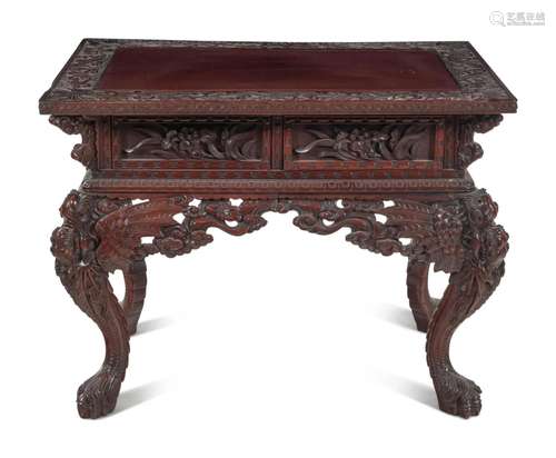 A Japanese Export Carved Hardwood Table Height 31 x width 41...