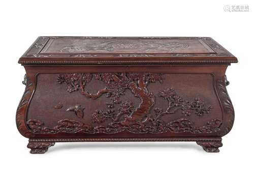 A Japanese Export Hardwood Chest Height 22 x width 65 3/4 x ...