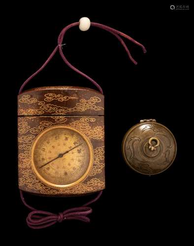 A Japanese Single- Case Compass Inro and A Brass Compass Len...