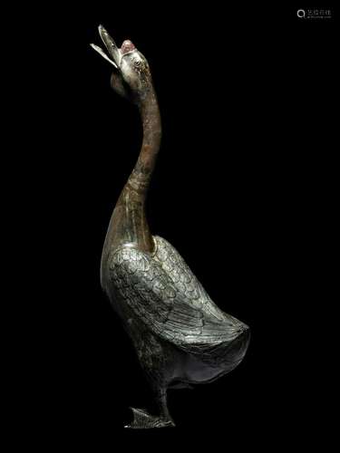 A Japanese Bronze Figure of a Goose Height 40 in., 101.6 cm.