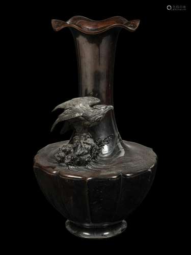 A Japanese Bronze Vase height 24 in., 61 cm.