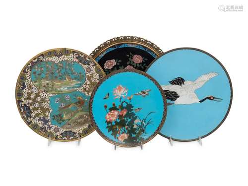 Four Japanese Cloisonné Chargers Diameter of largest 13 3/4 ...