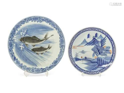 Two Japanese Arita Porcelain Chargers Diameter of larger 18 ...