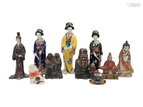 10 Japanese Pottery and Porcelain Figures Height of largest ...