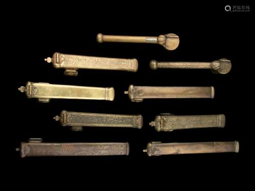 10 Japanese Brass Portable Writing Sets, Yatate Length of lo...