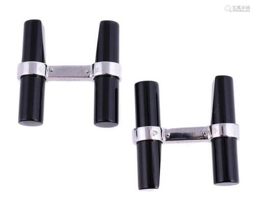 CARTIER, A PAIR OF ONYX CUFFLINKS